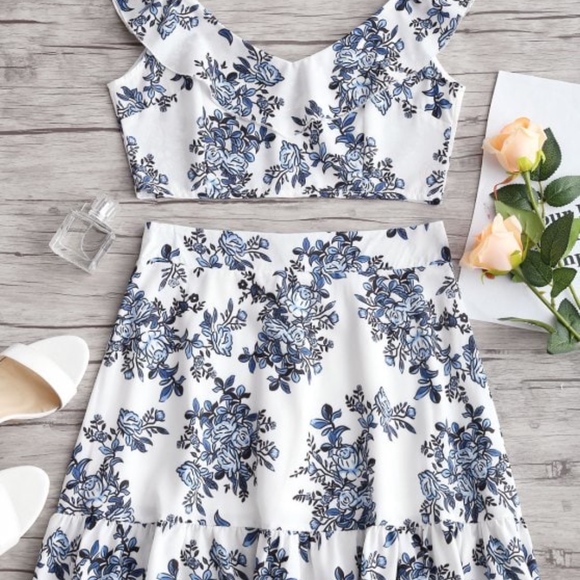 Zaful Other - Zaful Two Piece Crop Top and Skirt Set